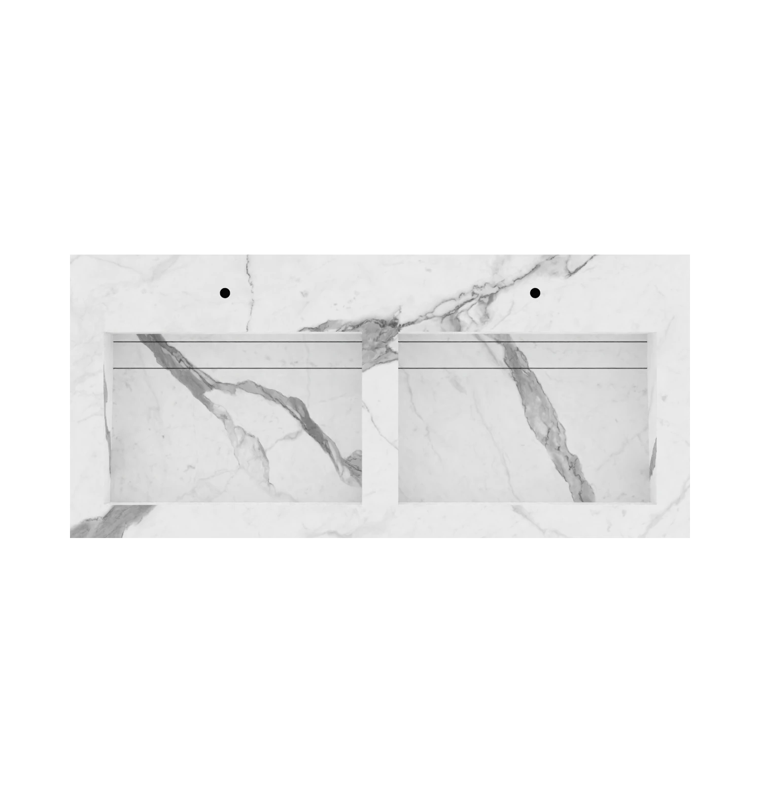 Xeraloox Duo Eterna 120 luxe keramische wastafel op maat gemaakt in Statuario Classic marmerlook - afbeelding 5