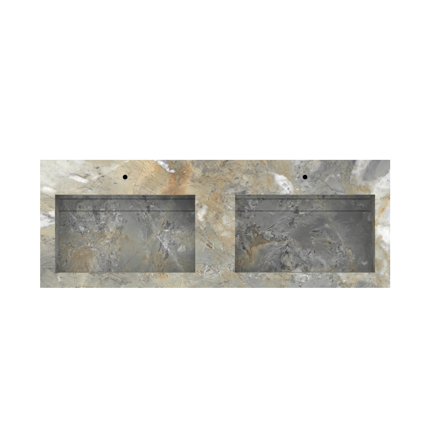 Xeraloox Duo Eterna 150 luxe keramische wastafel op maat gemaakt in Breccia Fiore marmerlook - afbeelding 5