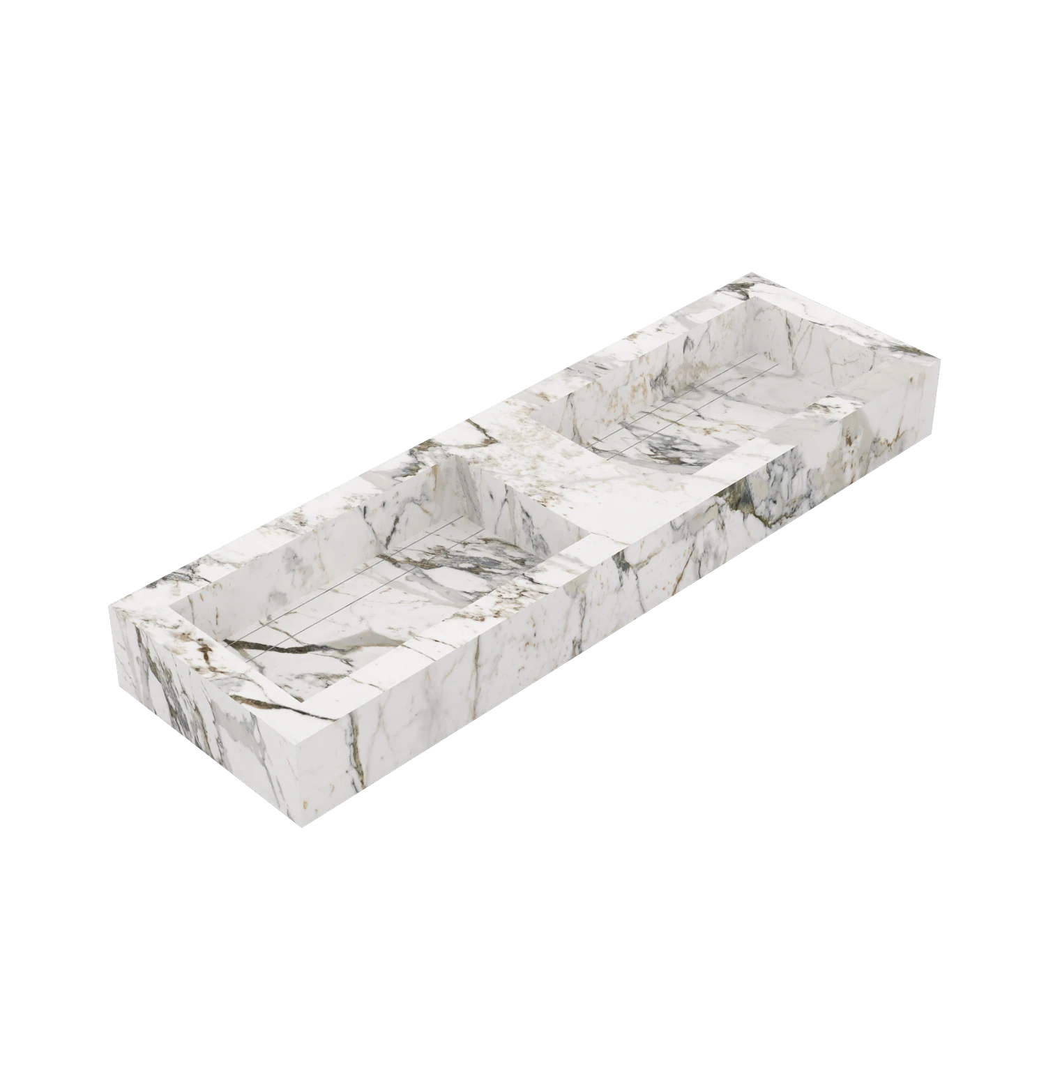 Xeraloox Duo Eterna 150 luxe keramische wastafel op maat gemaakt in Calacatta Capraia marmerlook - afbeelding 3