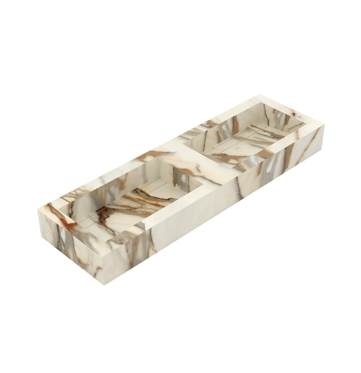 Xeraloox Duo Eterna 150 luxe keramische wastafel op maat gemaakt in Calacatta Rustic marmerlook - afbeelding 3