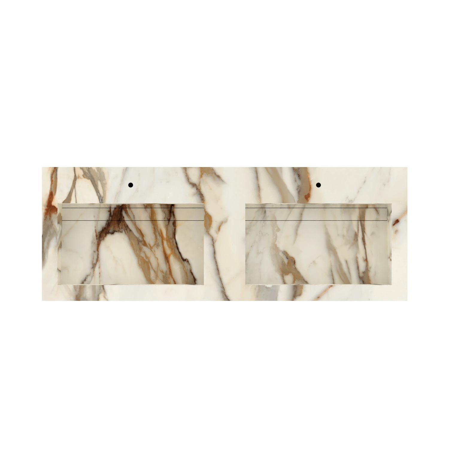 Xeraloox Duo Eterna 150 luxe keramische wastafel op maat gemaakt in Calacatta Rustic marmerlook - afbeelding 5