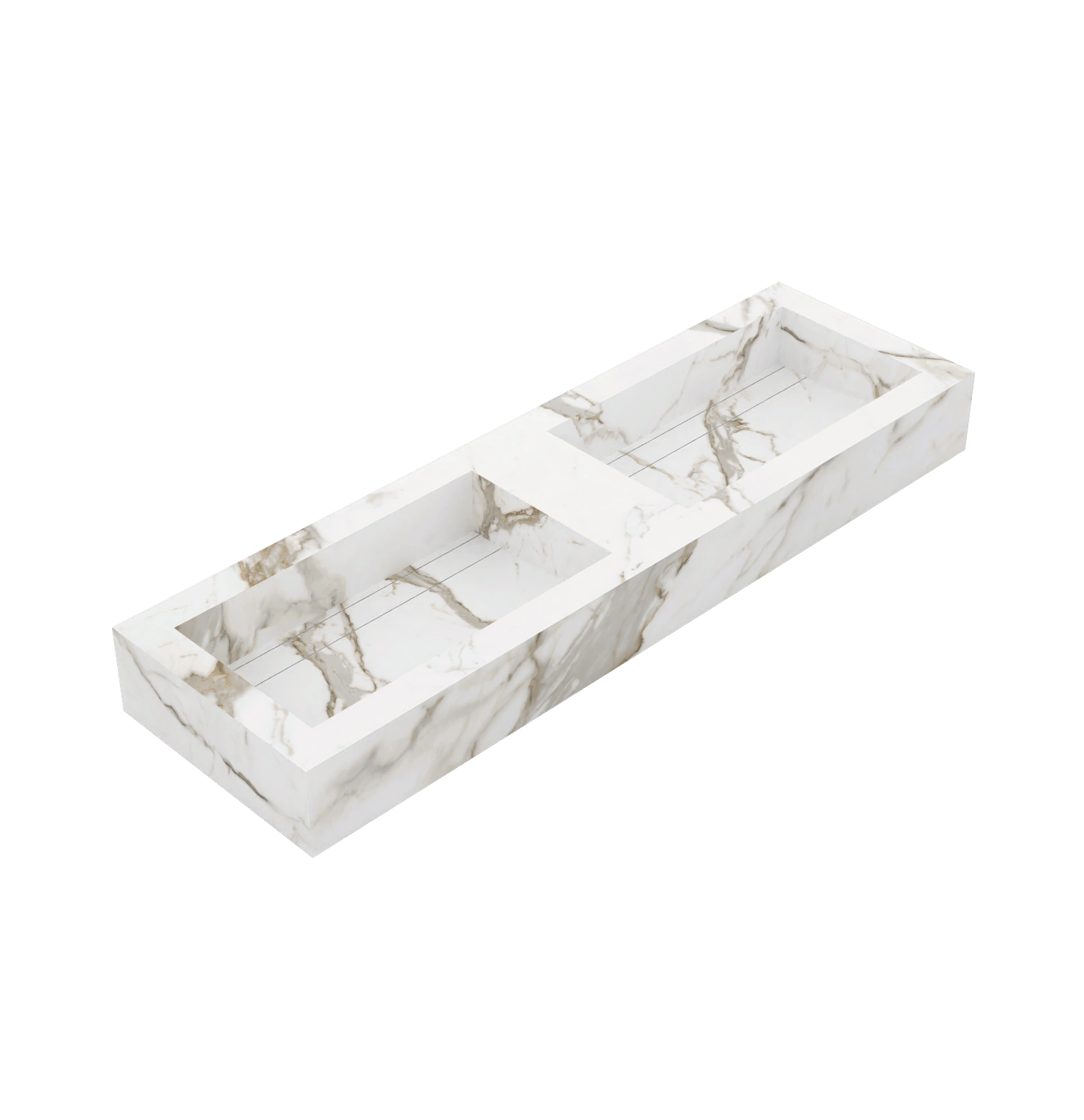 Xeraloox Duo Eterna 150 luxe keramische wastafel op maat gemaakt in Calacatta Classic marmerlook - afbeelding 3