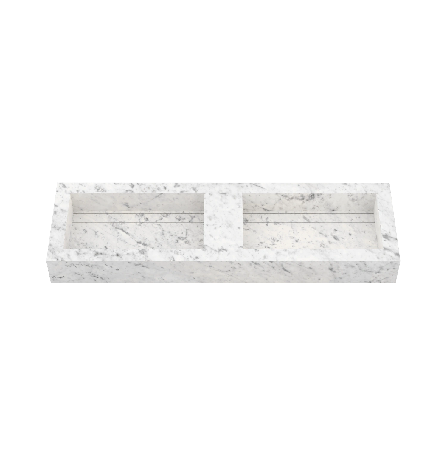 Xeraloox Duo Eterna 150 luxe keramische wastafel op maat gemaakt in Carrara Classic marmerlook - afbeelding 2