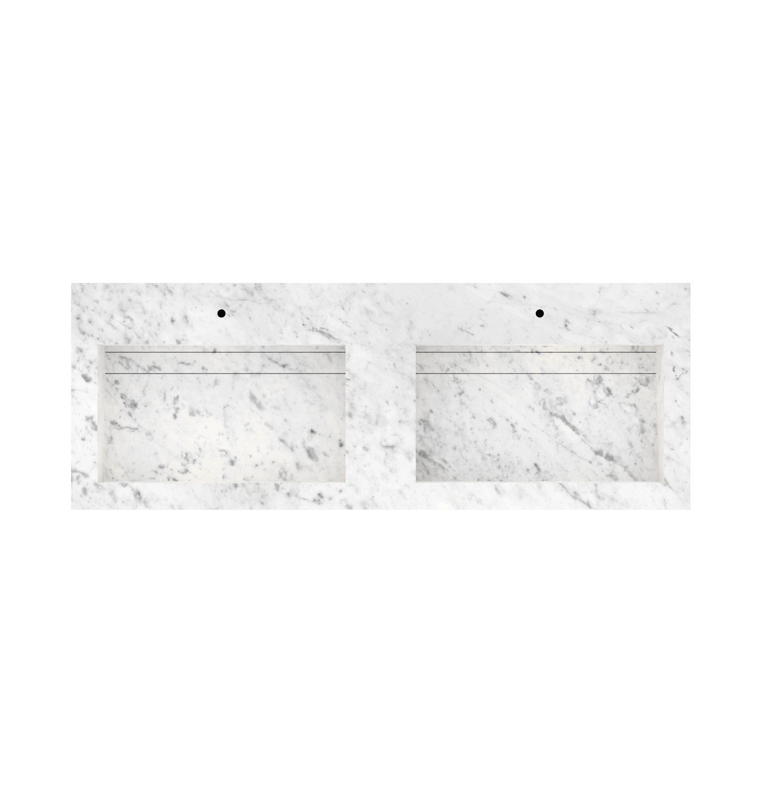 Xeraloox Duo Eterna 150 luxe keramische wastafel op maat gemaakt in Carrara Classic marmerlook - afbeelding 5