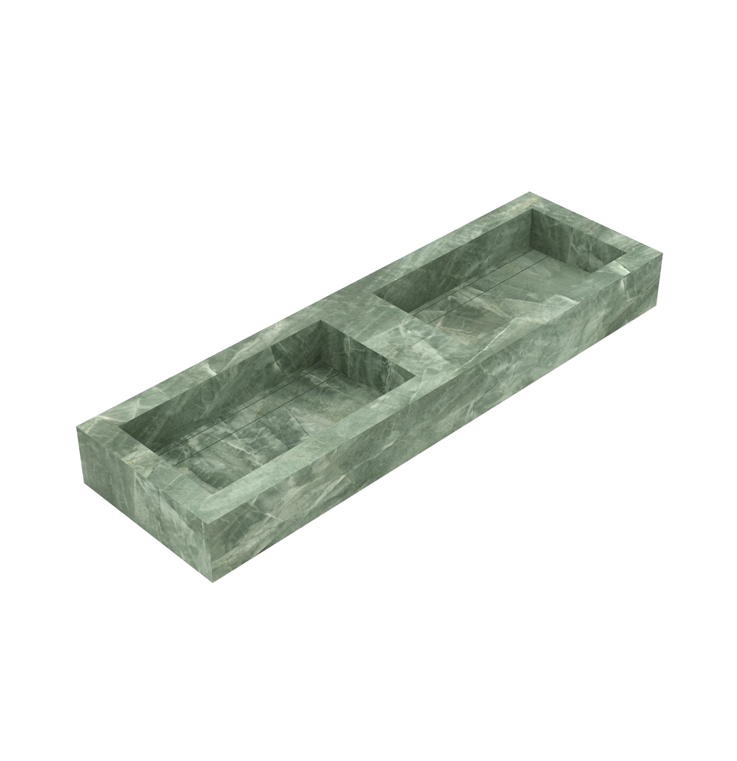 Xeraloox Duo Eterna 150 luxe keramische wastafel op maat gemaakt in Emerald Green marmerlook - afbeelding 3