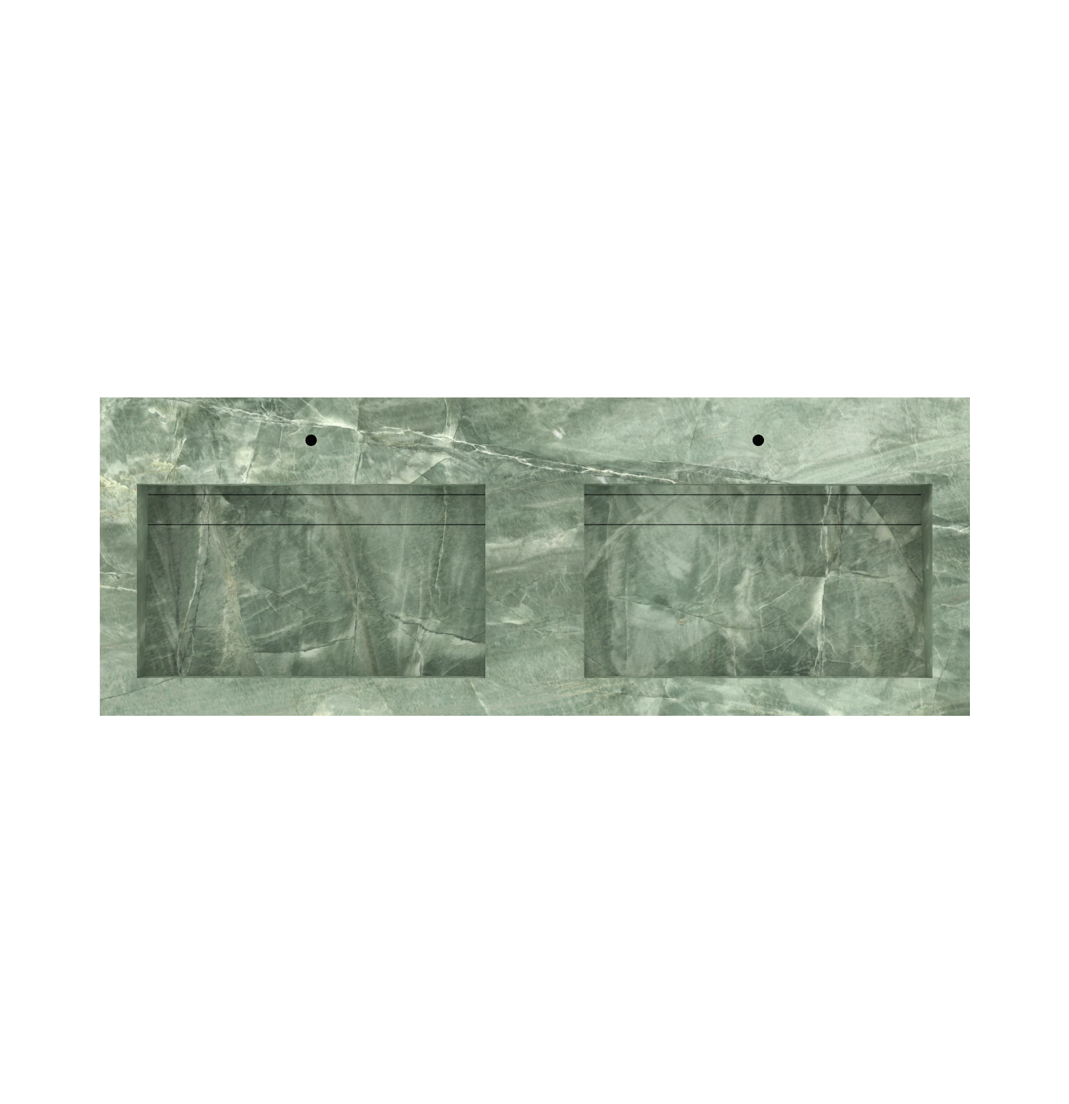 Xeraloox Duo Eterna 150 luxe keramische wastafel op maat gemaakt in Emerald Green marmerlook - afbeelding 5