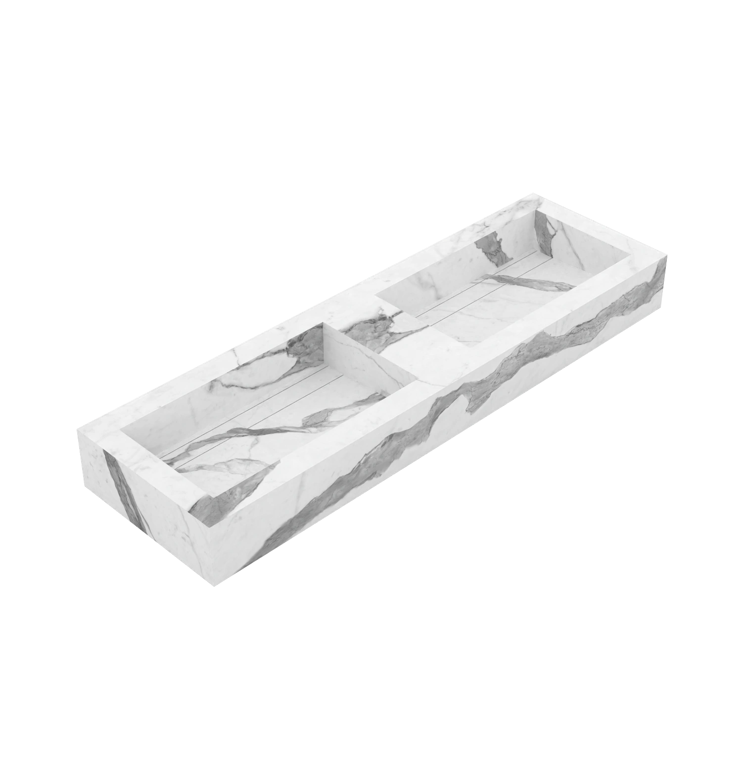 Xeraloox Duo Eterna 150 luxe keramische wastafel op maat gemaakt in Statuario Classic marmerlook - afbeelding 3