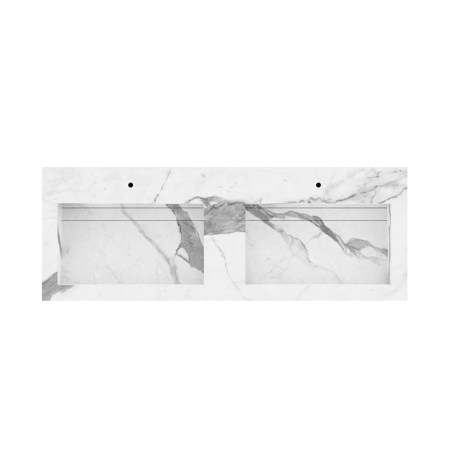 Xeraloox Duo Eterna 150 luxe keramische wastafel op maat gemaakt in Statuario Classic marmerlook - afbeelding 5