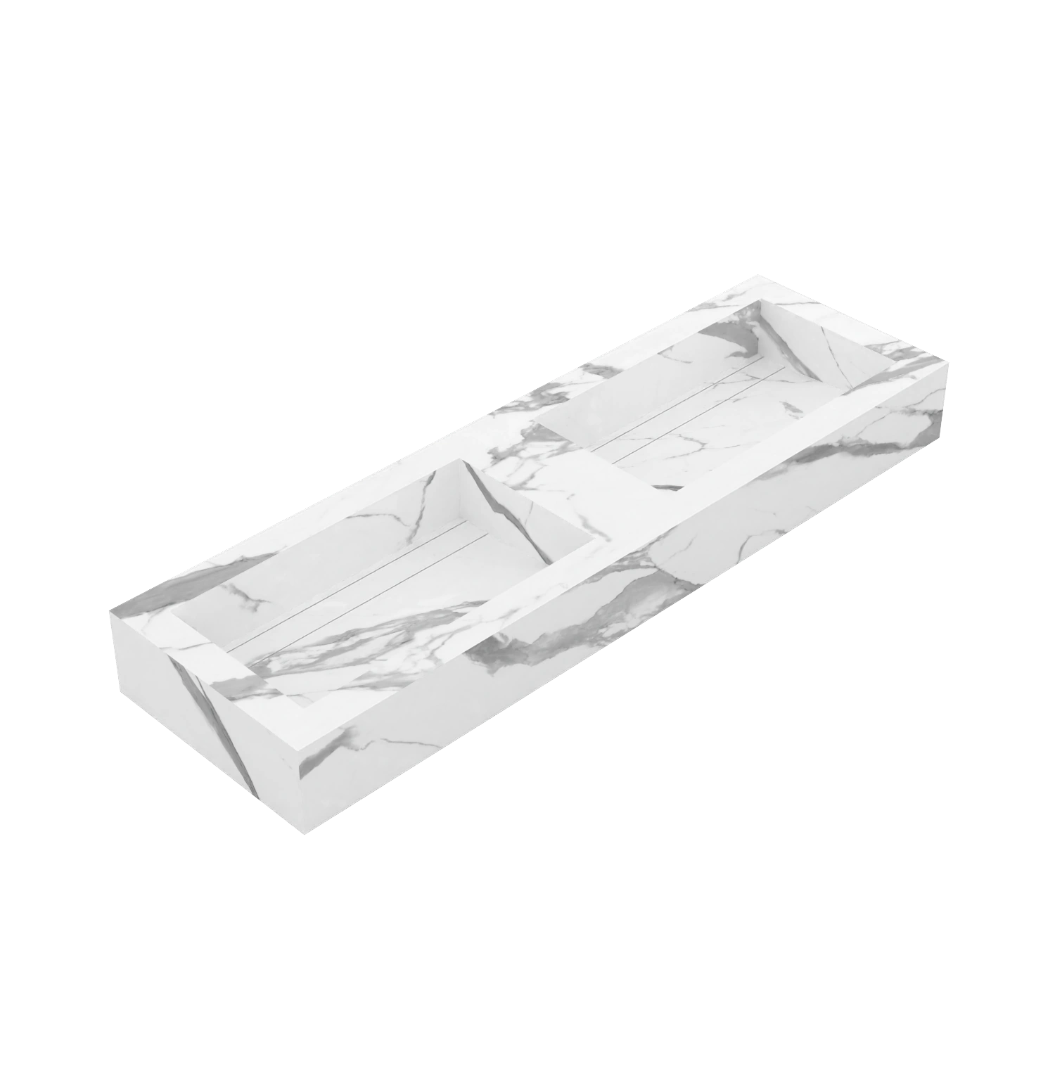 Xeraloox Duo Eterna 150 luxe keramische wastafel op maat gemaakt in Statuario Pure marmerlook - afbeelding 3