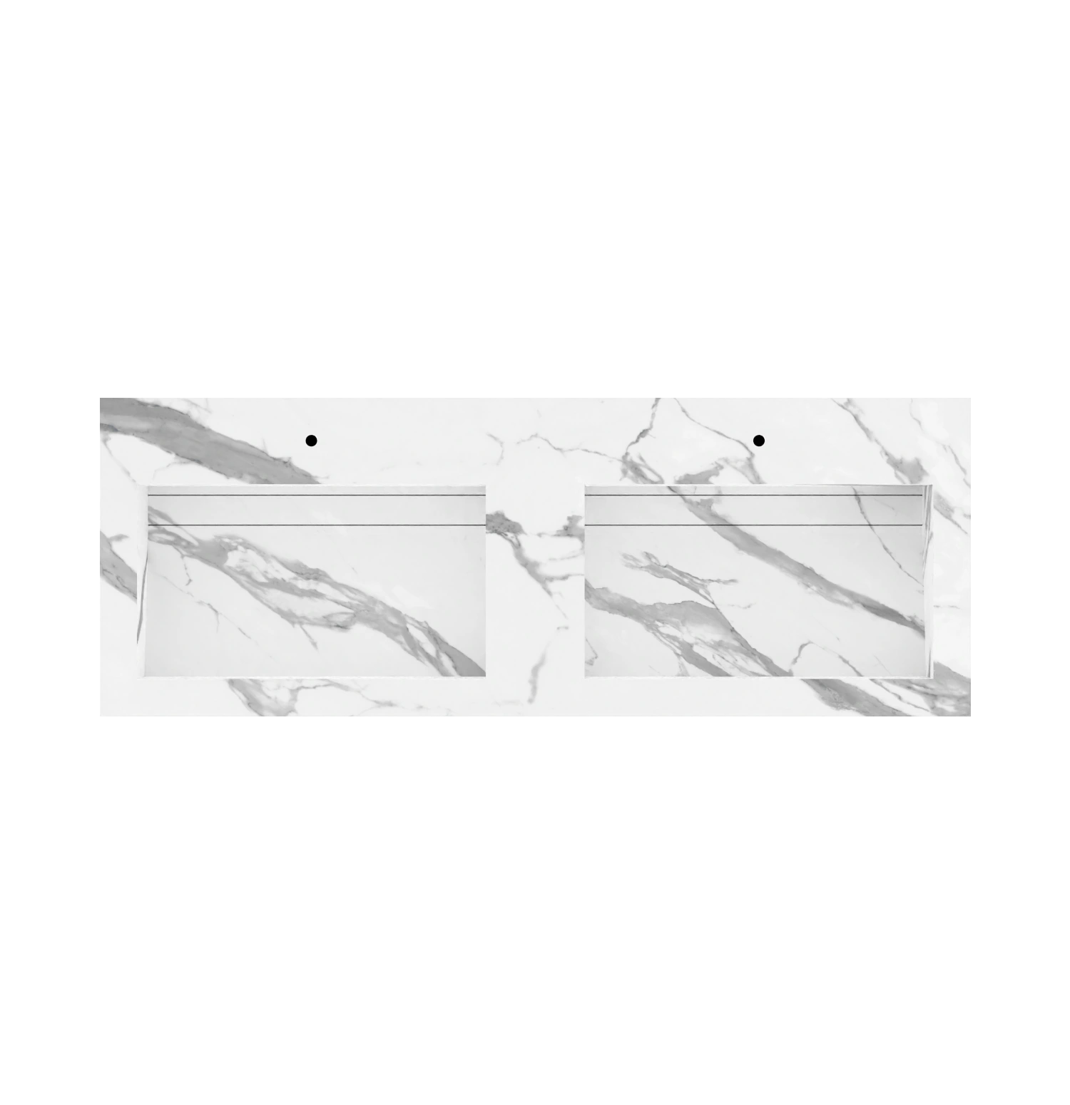 Xeraloox Duo Eterna 150 luxe keramische wastafel op maat gemaakt in Statuario Pure marmerlook - afbeelding 5