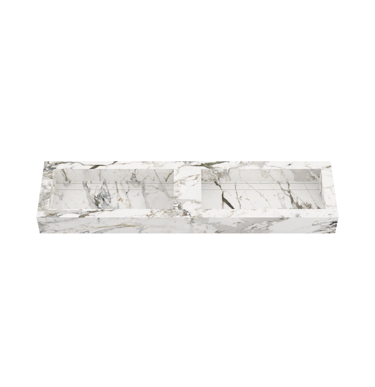 Xeraloox Duo Eterna 180 luxe keramische wastafel op maat gemaakt in Calacatta Capraia marmerlook - afbeelding 2