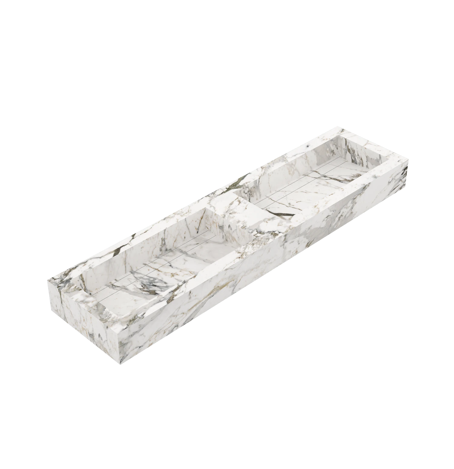 Xeraloox Duo Eterna 180 luxe keramische wastafel op maat gemaakt in Calacatta Capraia marmerlook - afbeelding 3