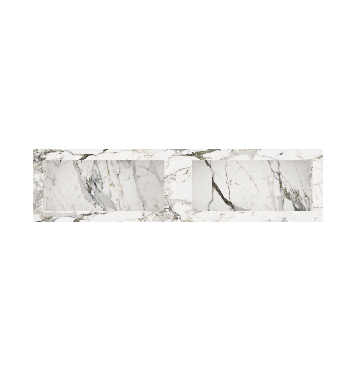 Xeraloox Duo Eterna 180 luxe keramische wastafel op maat gemaakt in Calacatta Capraia marmerlook - afbeelding 4