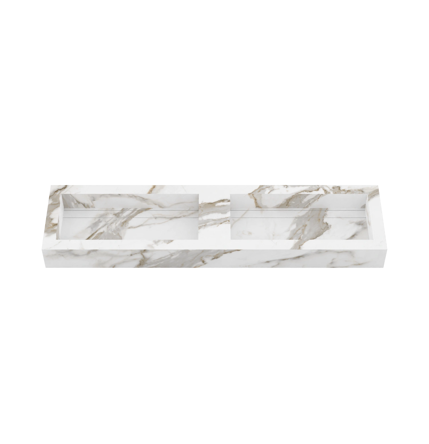 Xeraloox Duo Eterna 180 luxe keramische wastafel op maat gemaakt in Calacatta Classic marmerlook - afbeelding 2