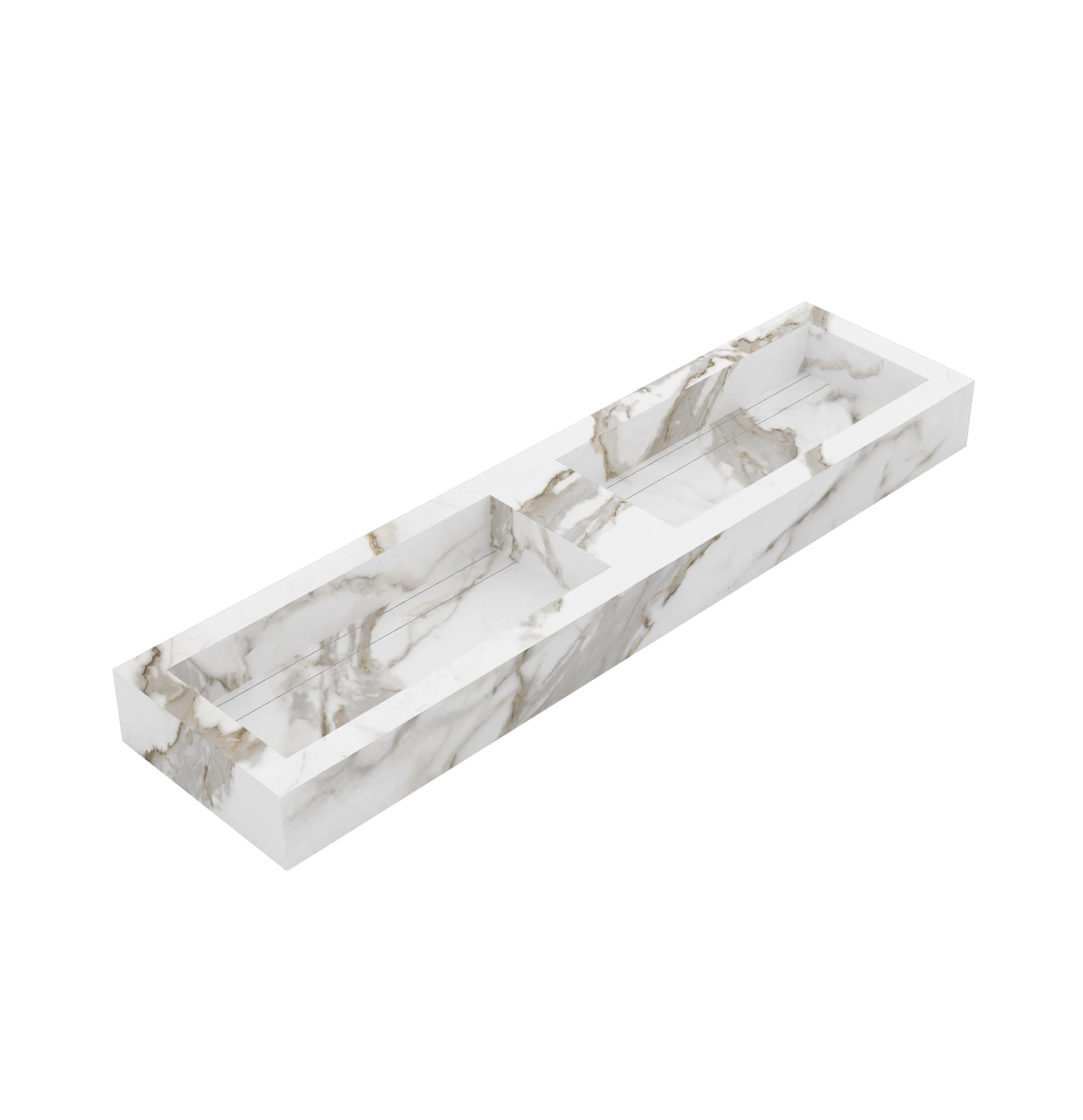 Xeraloox Duo Eterna 180 luxe keramische wastafel op maat gemaakt in Calacatta Classic marmerlook - afbeelding 3