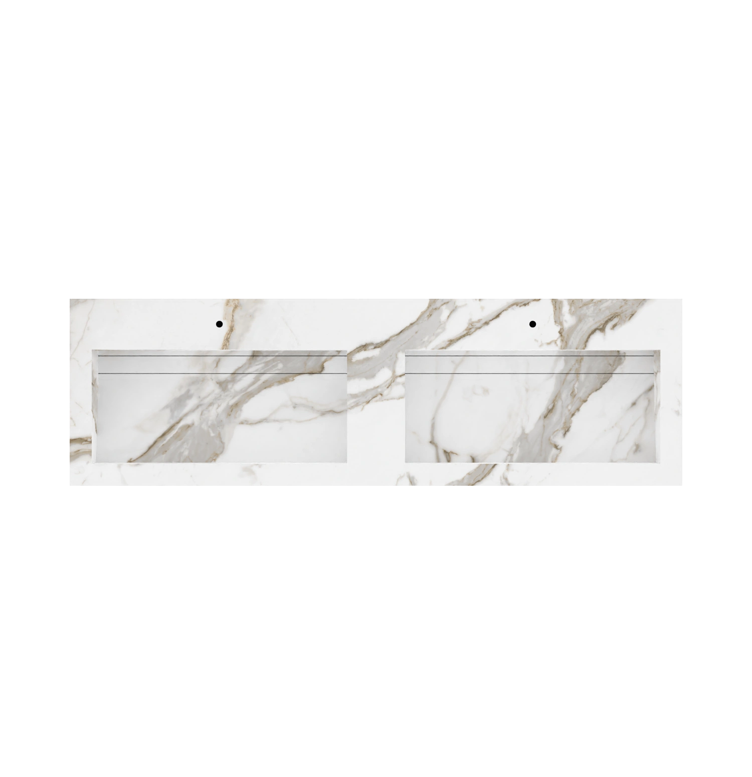 Xeraloox Duo Eterna 180 luxe keramische wastafel op maat gemaakt in Calacatta Classic marmerlook - afbeelding 5