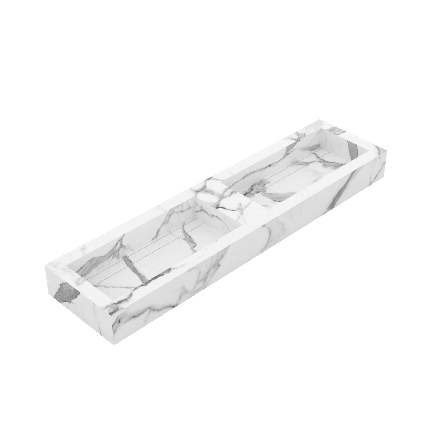 Xeraloox Duo Eterna 180 luxe keramische wastafel op maat gemaakt in Calacatta Pure marmerlook - afbeelding 3