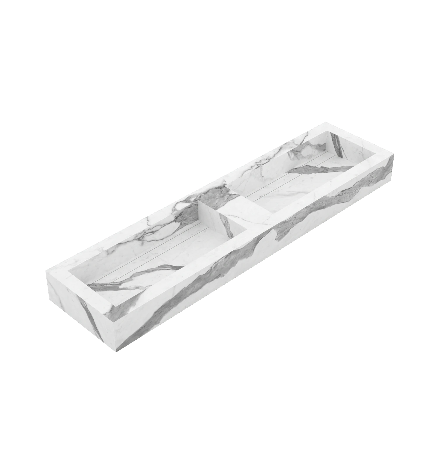 Xeraloox Duo Eterna 180 luxe keramische wastafel op maat gemaakt in Statuario Classic marmerlook - afbeelding 3