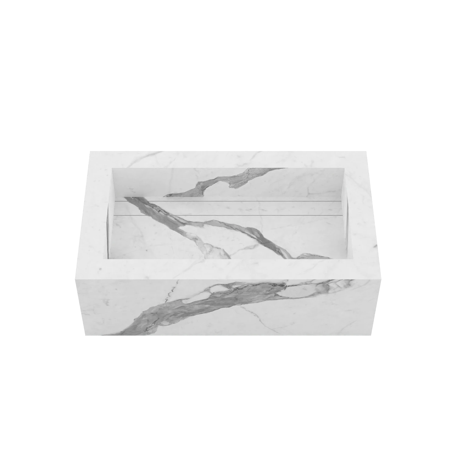 Xeraloox Eterna 70 luxe keramische wastafel op maat gemaakt in Statuario Classic marmerlook - afbeelding 2